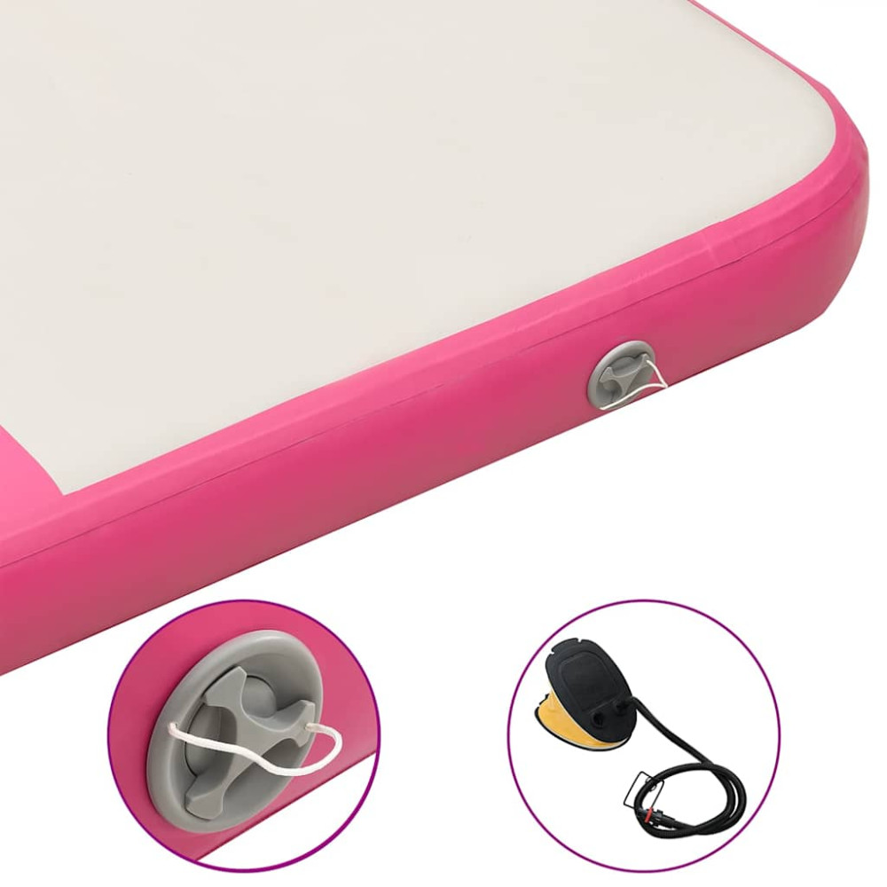 Produktbild för Uppblåsbar gymnastikmatta med pump 200x200x10 cm PVC rosa