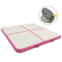 Miniatyr av produktbild för Uppblåsbar gymnastikmatta med pump 200x200x15 cm PVC rosa