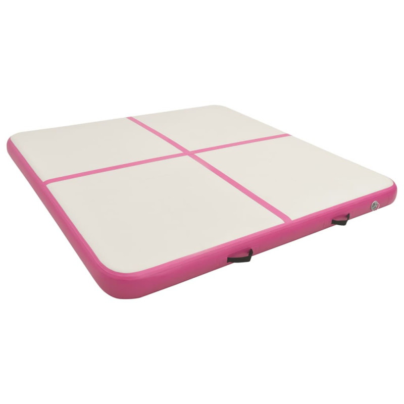 Produktbild för Uppblåsbar gymnastikmatta med pump 200x200x15 cm PVC rosa