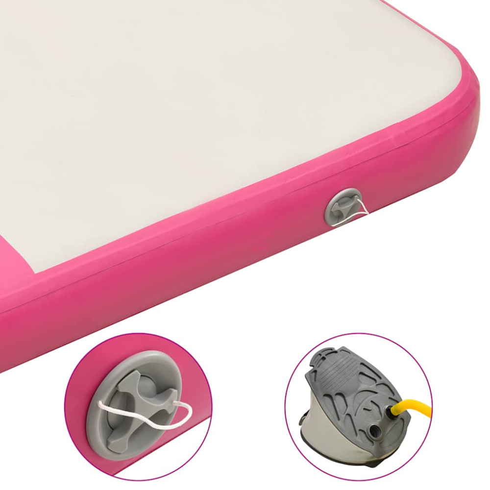 Produktbild för Uppblåsbar gymnastikmatta med pump 200x200x15 cm PVC rosa