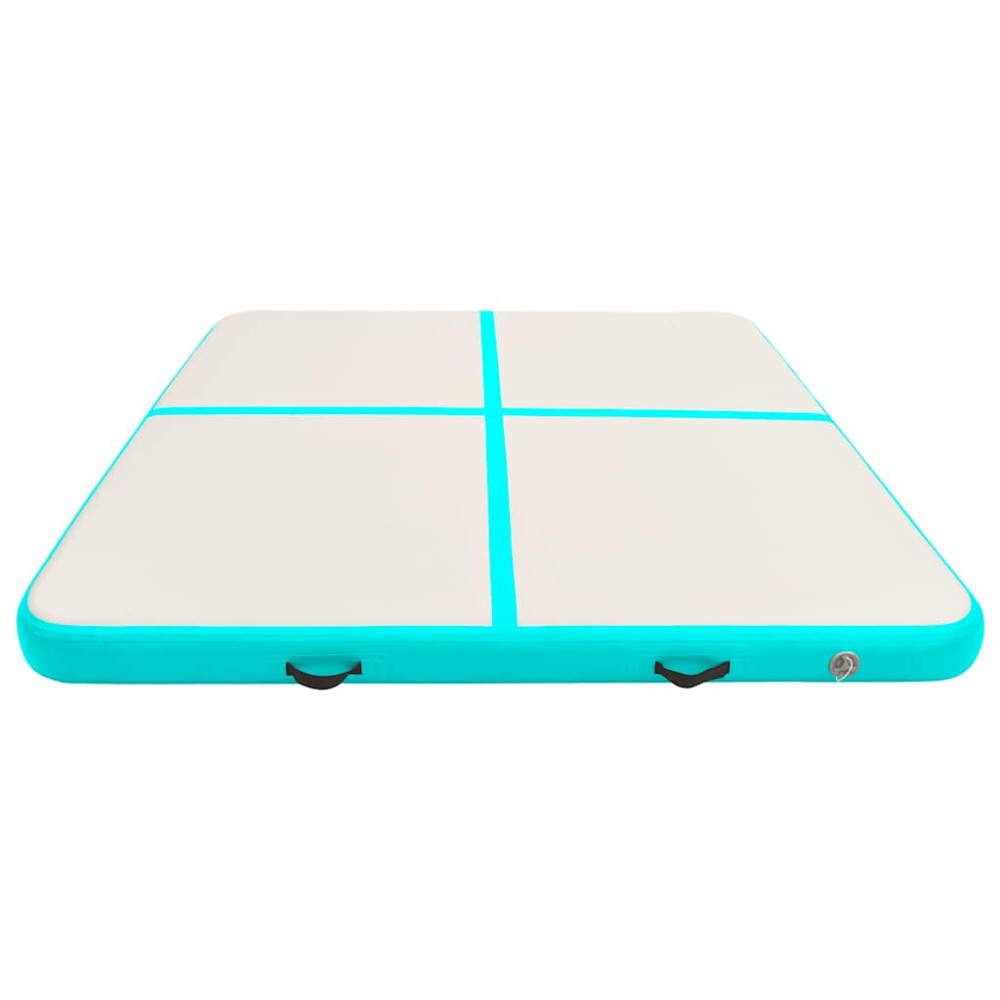 Produktbild för Uppblåsbar gymnastikmatta med pump 200x200x15 cm PVC grön