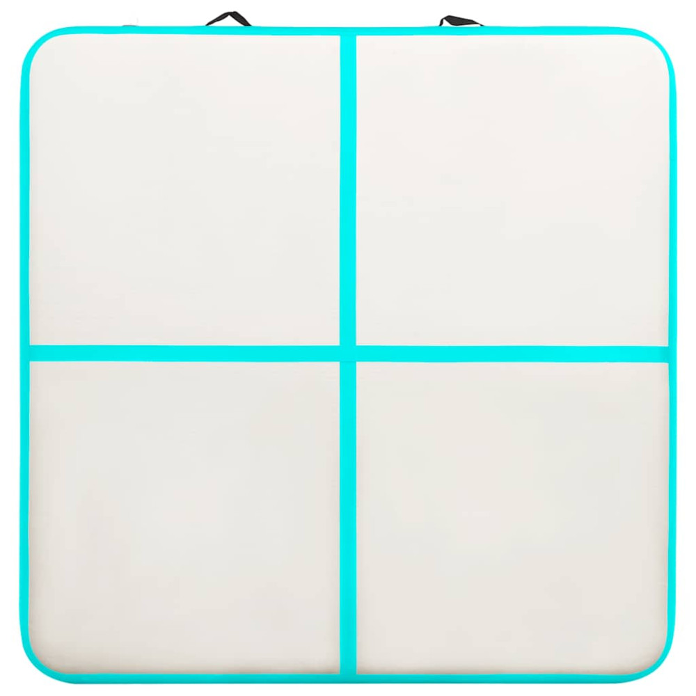 Produktbild för Uppblåsbar gymnastikmatta med pump 200x200x15 cm PVC grön