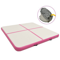 Miniatyr av produktbild för Uppblåsbar gymnastikmatta med pump 200x200x20 cm PVC rosa