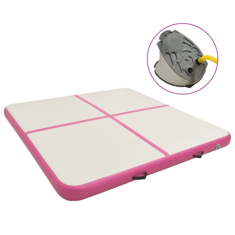 Produktbild för Uppblåsbar gymnastikmatta med pump 200x200x20 cm PVC rosa