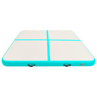 Produktbild för Uppblåsbar gymnastikmatta med pump 200x200x20 cm PVC grön