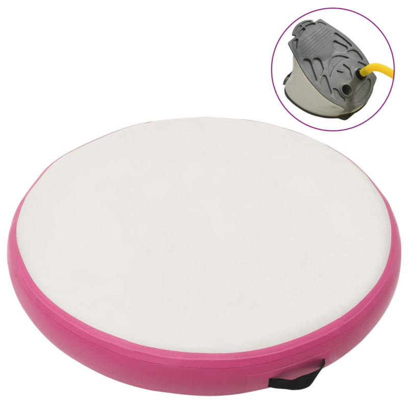 Produktbild för Uppblåsbar gymnastikmatta med pump 100x100x20 cm PVC rosa