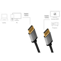 Miniatyr av produktbild för DisplayPort-kabel 4K/60Hz Aluminium 1m