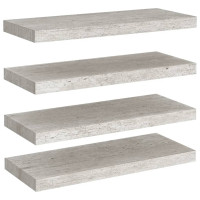 Produktbild för Svävande vägghyllor 4 st betonggrå 60x23,5x3,8 cm MDF