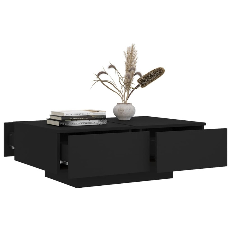 Produktbild för Soffbord svart 90x60x31 cm konstruerat trä
