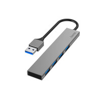 Hama Hub USB-A 3.0 4x Portar 5 Gbit/s Grå