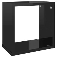 Produktbild för Vägghylla kubformad 2 st svart högglans 26x15x26 cm