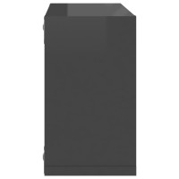 Produktbild för Vägghylla kubformad 2 st grå högglans 26x15x26 cm