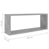 Produktbild för Vägghylla kubformad 6 st betonggrå 60x15x23 cm konstruerat trä
