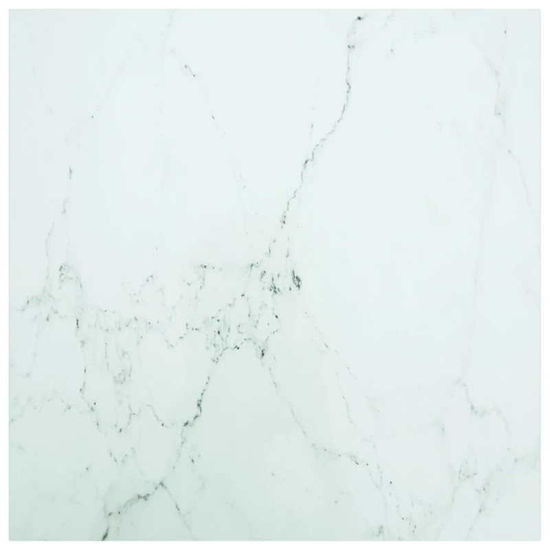 Produktbild för Bordsskiva vit 70x70 cm 6 mm härdat glas med marmortextur