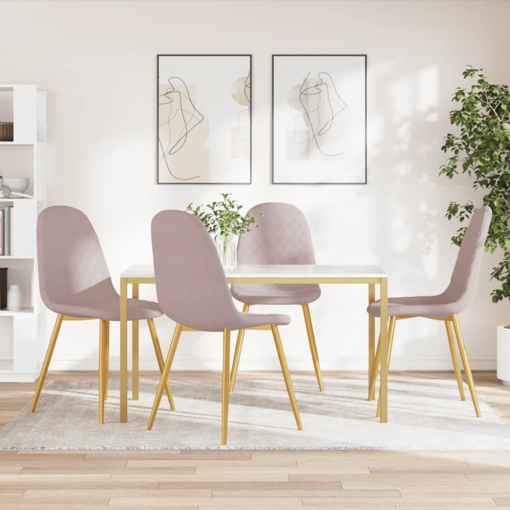 Produktbild för Matstolar 4 st rosa sammet