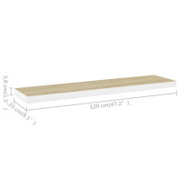 Produktbild för Svävande vägghylla ek och vit 120x23,5x3,8 cm MDF