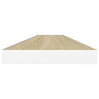 Produktbild för Svävande vägghyllor 2 st ek och vit 120x23,5x3,8 cm MDF