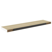 Produktbild för Svävande vägghyllor 4 st ek och vit 120x23,5x3,8 cm MDF