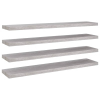 Produktbild för Svävande vägghyllor 4 st betonggrå 120x23,5x3,8 cm MDF