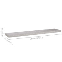 Produktbild för Svävande vägghyllor 4 st betonggrå 120x23,5x3,8 cm MDF