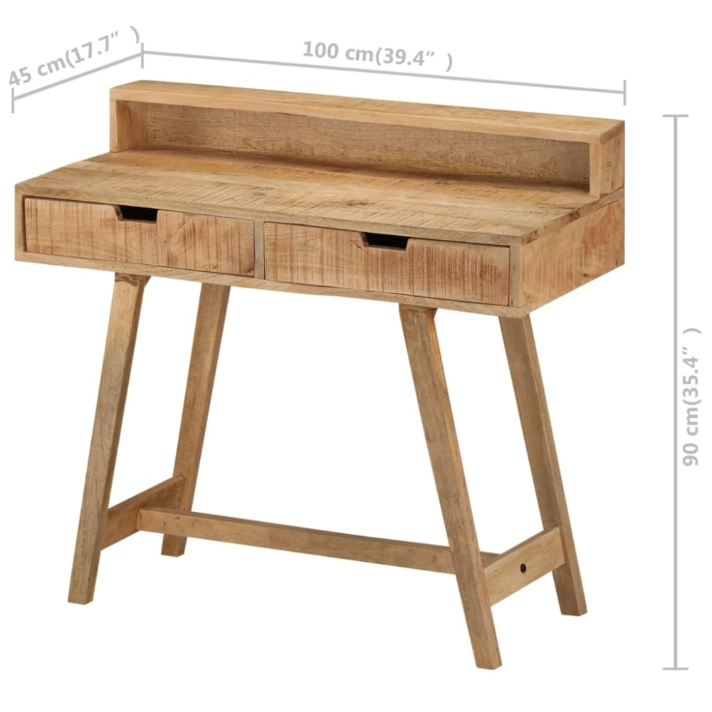 Produktbild för Skrivbord 100x45x90 cm massivt grovt mangoträ