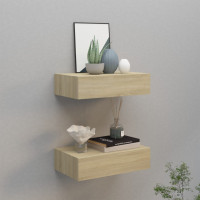 Produktbild för Väggmonterade lådor ek 2 st 40x23,5x10 cm MDF