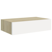 Produktbild för Väggmonterad låda ek och vit 40x23,5x10 cm MDF