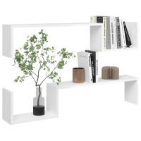Produktbild för Vägghyllor 2 st vit högglans 100x15x20 cm konstruerat trä
