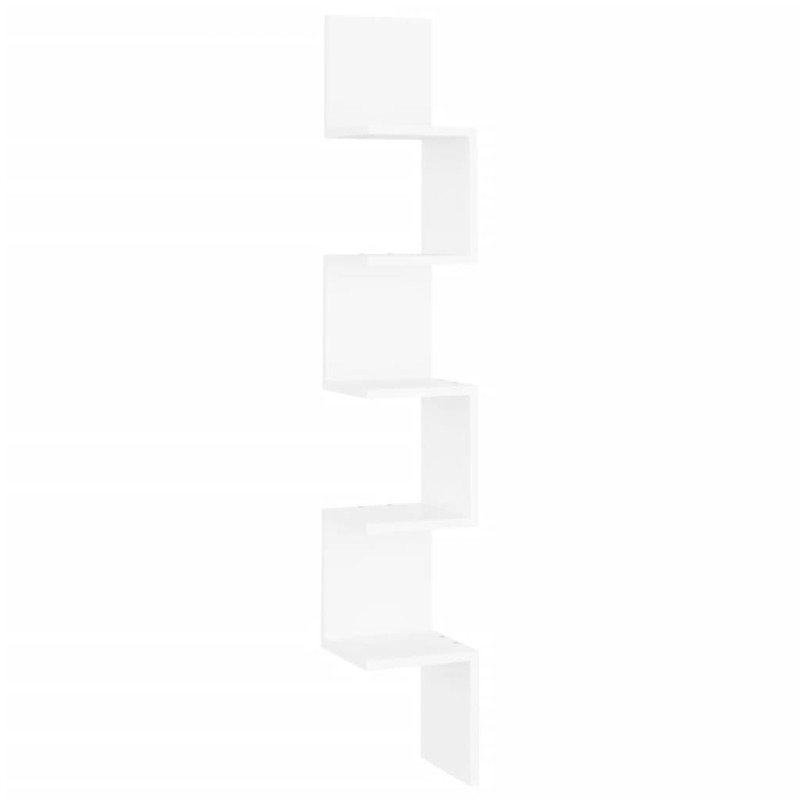 Produktbild för Vägghylla hörn vit 20x20x127,5 cm konstruerat trä