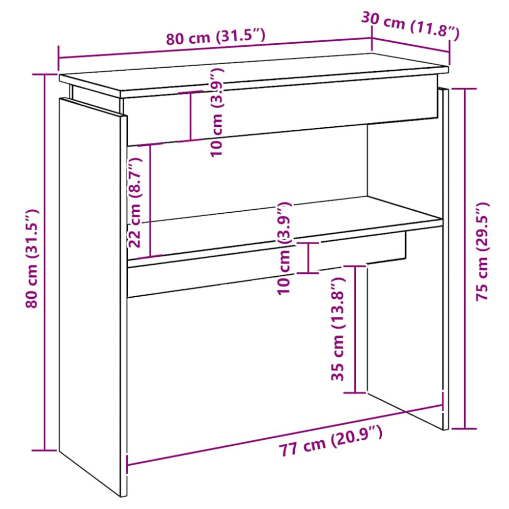 Produktbild för Sidobord betonggrå 80x30x80 cm konstruerat trä