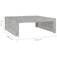 Produktbild för Soffbord betonggrå 100x100x35 cm konstruerat trä