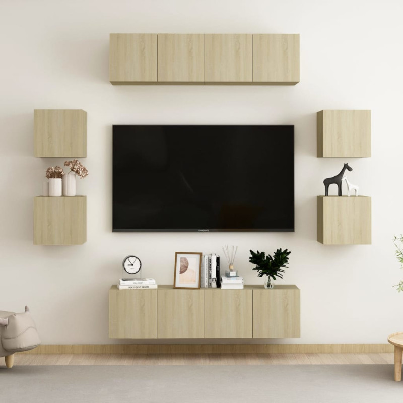 Produktbild för TV-skåp 8 delar sonoma-ek konstruerat trä