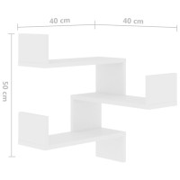 Miniatyr av produktbild för Vägghylla hörn vit 40x40x50 cm konstruerat trä