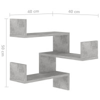 Miniatyr av produktbild för Vägghyllor hörn 2 st betonggrå 40x40x50 cm konstruerat trä