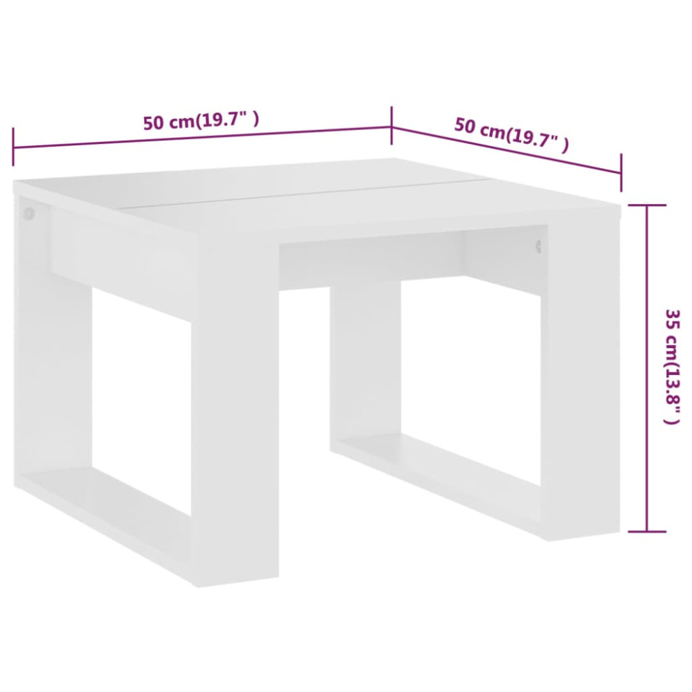 Produktbild för Sidobord vit 50x50x35 cm konstruerat trä