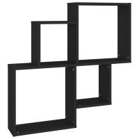 Miniatyr av produktbild för Vägghylla kubformad svart 80x15x78,5 cm konstruerat trä