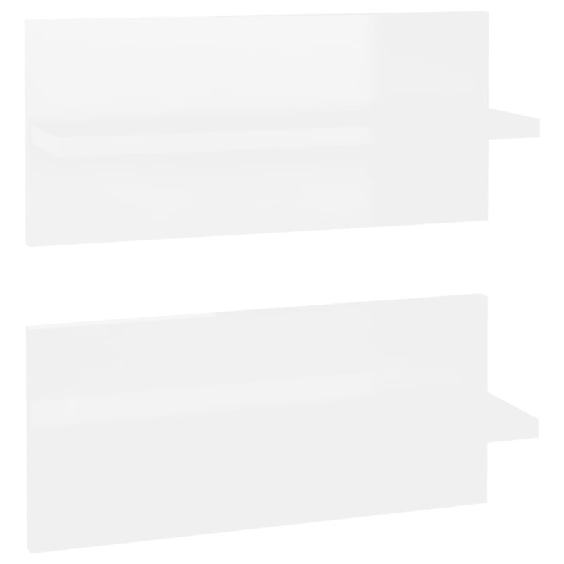 Produktbild för Vägghyllor 2 st vit högglans 40x11,5x18 cm