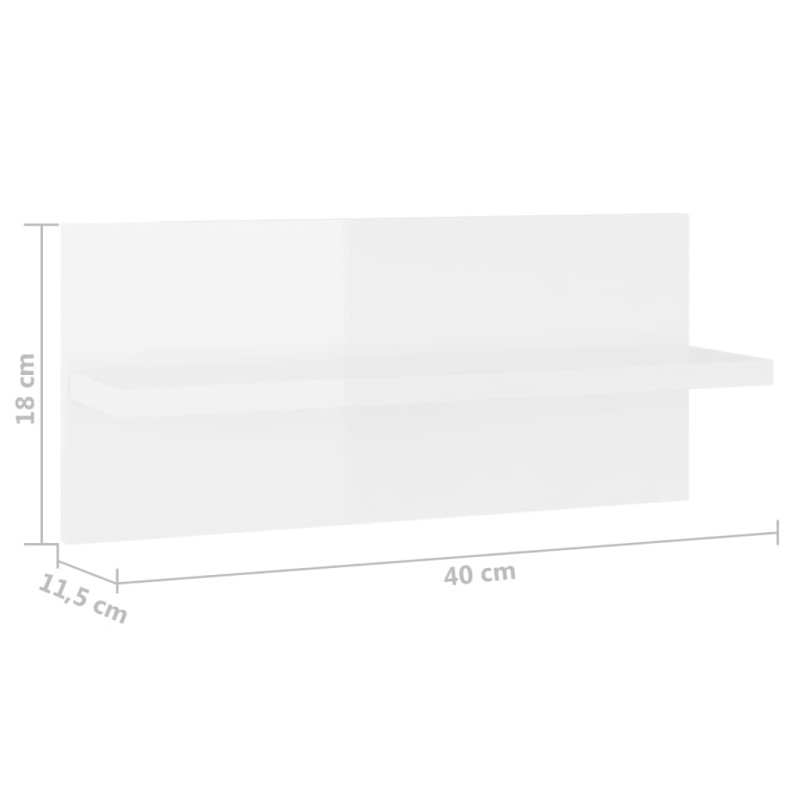 Produktbild för Vägghyllor 4 st vit högglans 40x11,5x18 cm