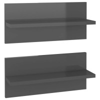 Miniatyr av produktbild för Vägghyllor 2 st grå högglans 40x11,5x18 cm