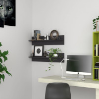 Produktbild för Vägghyllor 2 st grå 80x11,5x18 cm konstruerat trä