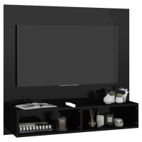 Miniatyr av produktbild för Väggmonterat tv-skåp svart högglans 102x23,5x90 cm spånskiva