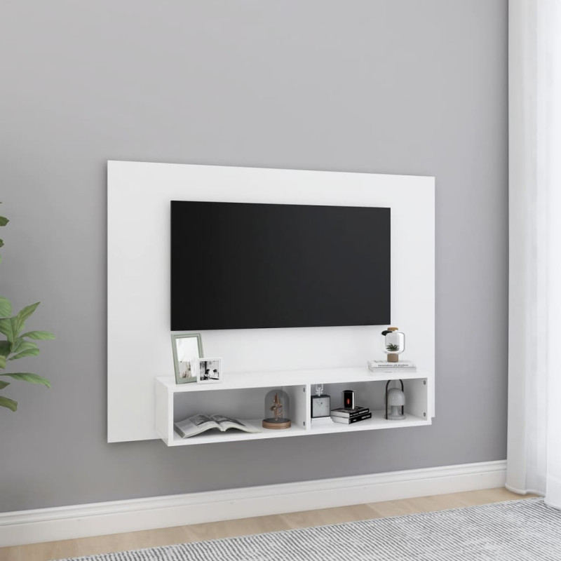 Produktbild för Väggmonterat tv-skåp vit 120x23,5x90 cm konstruerat trä