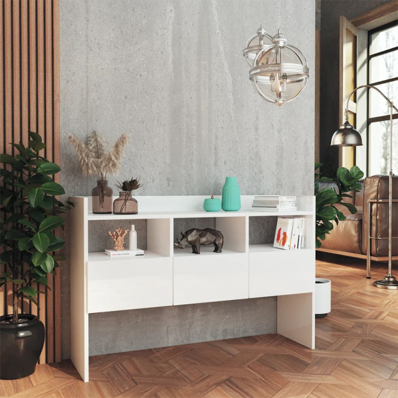 Produktbild för Skänk vit högglans 105x30x70 cm konstruerat trä
