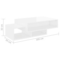 Produktbild för Soffbord vit högglans 105x55x32 cm konstruerat trä