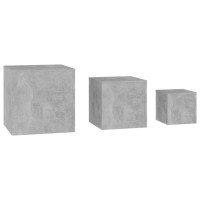 Miniatyr av produktbild för Sidobord 3 st betonggrå spånskiva