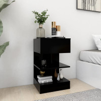 Miniatyr av produktbild för Sängbord svart 40x35x65 cm konstruerat trä