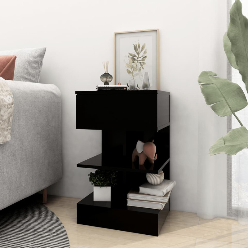 Produktbild för Sängbord svart 40x35x65 cm konstruerat trä