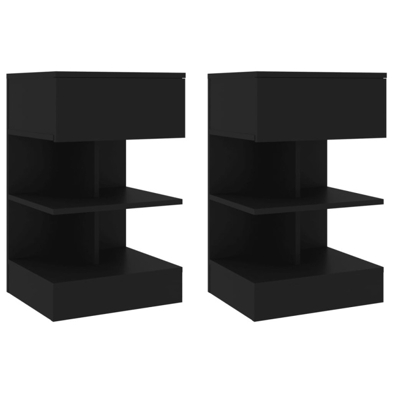 Produktbild för Sängbord 2 st svart 40x35x65 cm