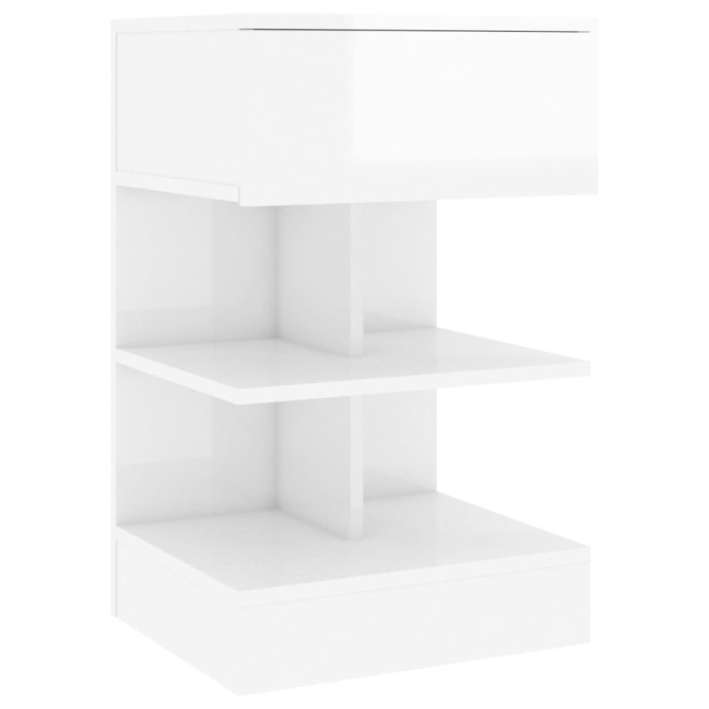 Produktbild för Sängbord vit högglans 40x35x65 cm konstruerat trä