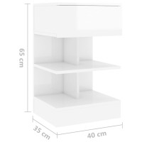 Miniatyr av produktbild för Sängbord vit högglans 40x35x65 cm konstruerat trä